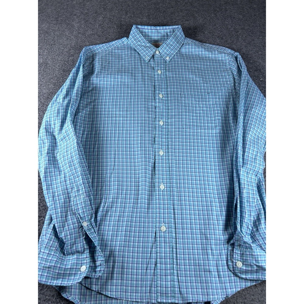 Faherty Long Sleeve Shirt Men Size M Green BluePlaid Button Up Casual - Picture 3 of 7
